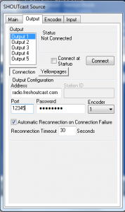 Shoutcast Ayar Ekranı (Output-Connection)